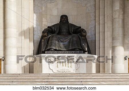 Statue of Genghis Khan at government building, Ulaanbaatar, Mongolia View Large Photo Image Picture - Statue of Genghis Khan at government building, Ulaanbaatar, Mongolia. Fotosearch