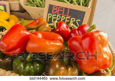 Stock Photography - Bell peppers at farmers market. Fotosearch