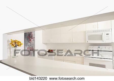 Stock Image - Breakfast bar in modern kitchen. Fotosearch