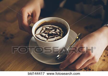 Stock Photo - Close up of decorative coffee drink. Fotosearch