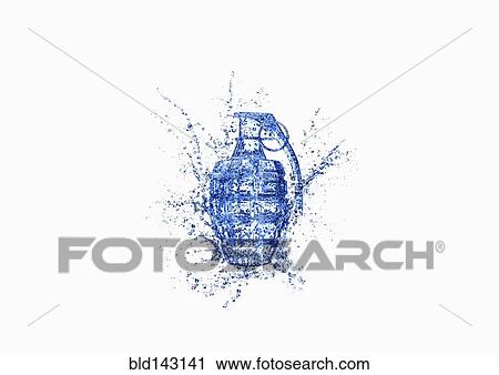 Stock Image - Close up of grenade shattering. Fotosearch