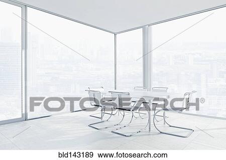 Stock Photo - Empty chairs and conference table in office. Fotosearch