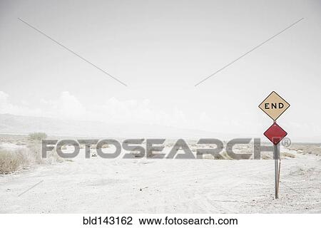End road sign on remote dirt road View Large Photo Image Stock Image - End road sign on remote dirt road. Fotosearch