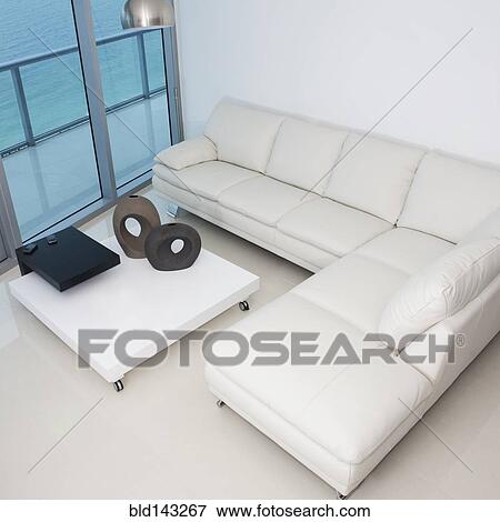 High angle view of sofa and coffee table in modern living room View Large Photo Image Stock Photo - High angle view of sofa and coffee table in modern living room. Fotosearch