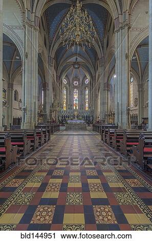 Stock Image - Ornate cathedral tile, pillars and decor, Zagreb, Zagreb, Croatia. Fotosearch