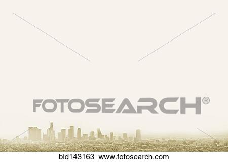 Silhouette of city skyline in hazy sky, Los Angeles, California, United States View Large Photo Image Stock Image - Silhouette of city skyline in hazy sky, Los Angeles, California, United States. Fotosearch