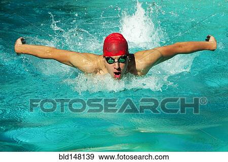 Caucasian swimmer training in swimming pool View Large Photo Image Stock Photo - Caucasian swimmer training in swimming pool. Fotosearch