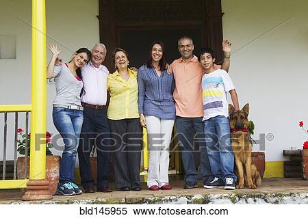 Hispanic family standing on porch together View Large Photo Image Stock Photography - Hispanic family standing on porch together. Fotosearch