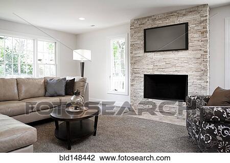 Interior of elegant living room with fireplace View Large Photo Image Stock Image - Interior of elegant living room with fireplace. Fotosearch