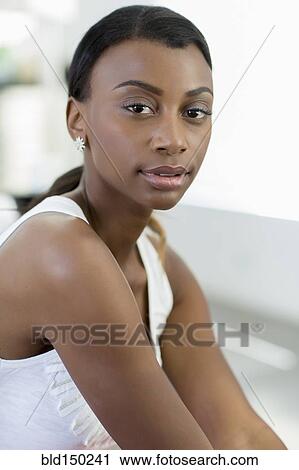 Stock Image - Serious Black woman. Fotosearch