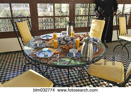 Picture - Close up of breakfast table in cafe. Fotosearch