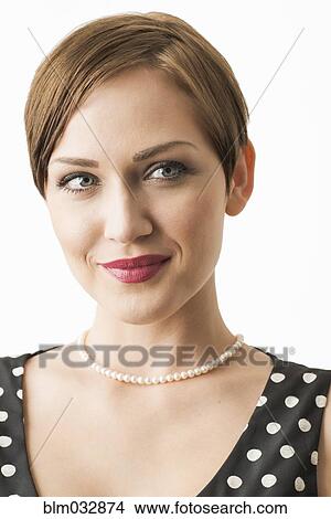 Picture - Close up of Caucasian woman smiling. Fotosearch