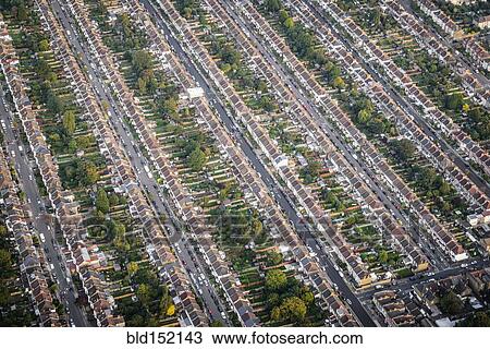 Stock Image - "Aerial view of London cityscape, England". Fotosearch