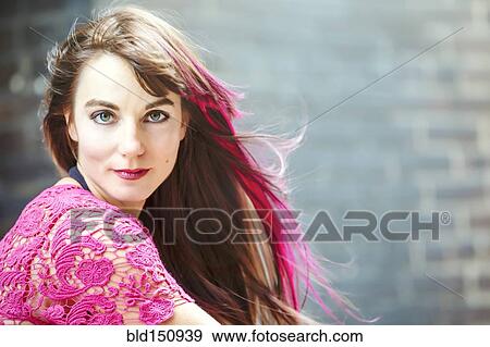 Caucasian woman smiling outdoors View Large Photo Image Stock Photo - Caucasian woman smiling outdoors. Fotosearch