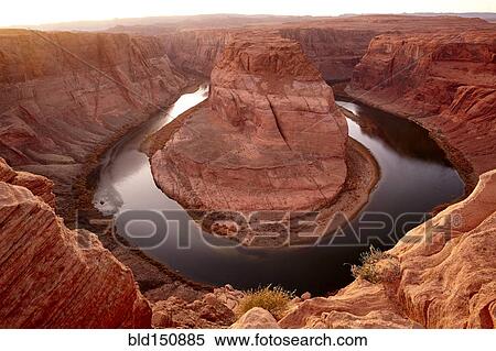 "Horse shoe bend in river near majestic rock formations in desert landscape, Page, Arizona, United States" View Large Photo Image Stock Photography - "Horse shoe bend in river near majestic rock formations in desert landscape, Page, Arizona, United States". Fotosearch