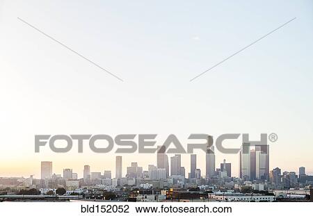 Stock Image - "Los Angeles city skyline and clear sky, California, United States". Fotosearch