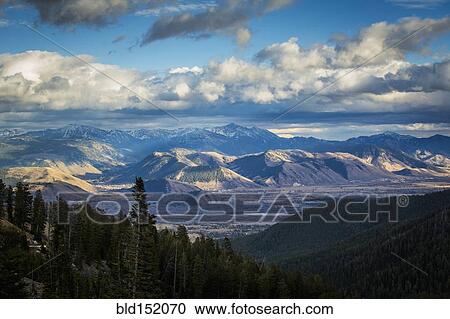 Stock Image - "Scenic view of mountains at Wilson Pass, Jackson, Wyoming, United States". Fotosearch