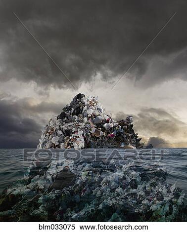 Garbage mound floating in stormy sea View Large Photo Image Stock Photography - Garbage mound floating in stormy sea. Fotosearch