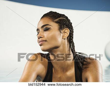 Mixed Race Woman With Braided Hair And Eyes Closed Picture