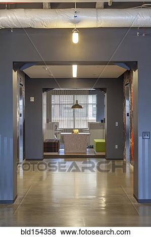 Stock Photo - Modern architecture in office hallway. Fotosearch