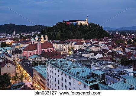 "Aerial view of ornate buildings in Ljubljana cityscape, Slovenia" View Large Photo Image Stock Photo - "Aerial view of ornate buildings in Ljubljana cityscape, Slovenia". Fotosearch
