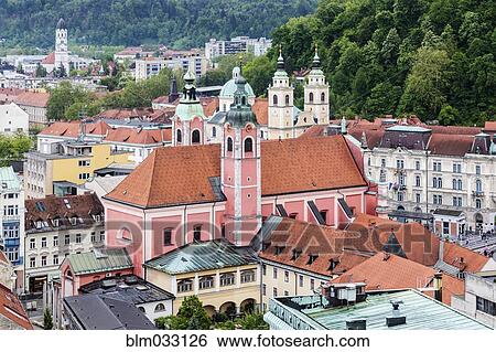 "Aerial view of ornate buildings in Ljubljana cityscape, Slovenia" View Large Photo Image Stock Photograph - "Aerial view of ornate buildings in Ljubljana cityscape, Slovenia". Fotosearch