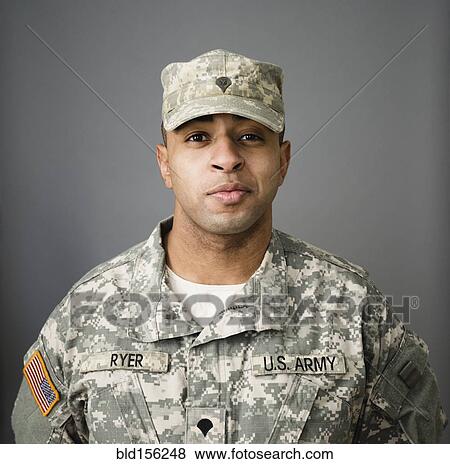 Close up of mixed race soldier smiling View Large Photo Image Stock Photo - Close up of mixed race soldier smiling. Fotosearch