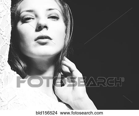 Picture - Close up of serious face of Caucasian woman. Fotosearch