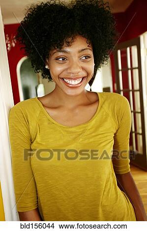 Picture - Close up of smiling black woman . Fotosearch
