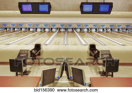 Empty lanes in bowling alley View Large Photo Image Stock Image - Empty lanes in bowling alley. Fotosearch