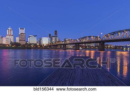 "Illuminated buildings in Portland city skyline, Oregon, United States" View Large Photo Image Picture - "Illuminated buildings in Portland city skyline, Oregon, United States". Fotosearch