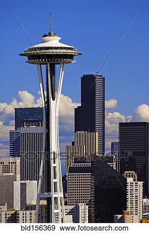 "Space Needle and high rise buildings in Seattle city skyline, Washington, United States" View Large Photo Image Stock Photo - "Space Needle and high rise buildings in Seattle city skyline, Washington, United States". Fotosearch