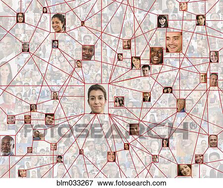 Stock Photo - Smiling faces in connected in social network web. Fotosearch