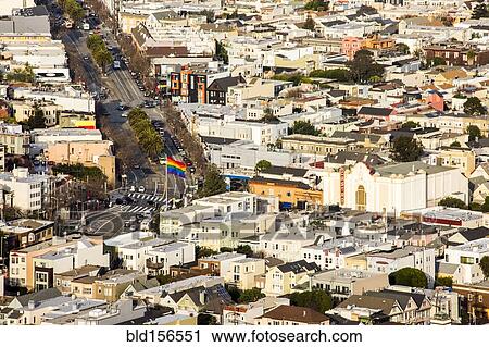 Stock Image - Aerial view of San Francisco cityscape, California, United States. Fotosearch