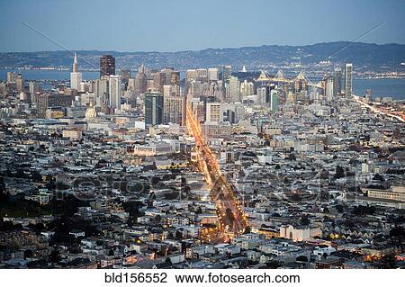 Stock Image - Aerial view of San Francisco cityscape, California, United States. Fotosearch