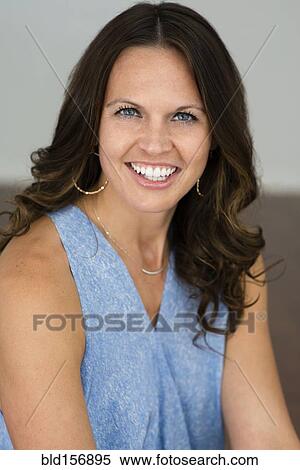 Stock Photography - Caucasian woman smiling. Fotosearch
