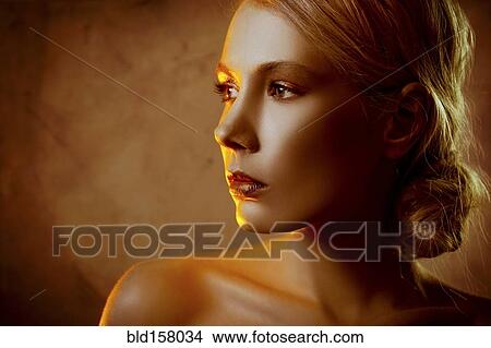 Picture - Caucasian woman with glamorous hairstyle. Fotosearch