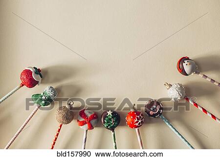 Close up of decorated Christmas candy lollipops View Large Photo Image Stock Image - Close up of decorated Christmas candy lollipops. Fotosearch
