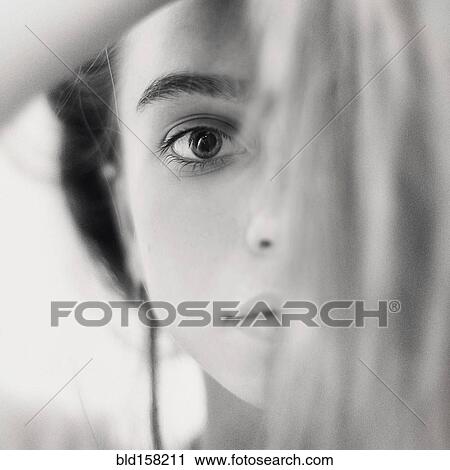 Close up of face of serious Caucasian girl View Large Photo Image Stock Image - Close up of face of serious Caucasian girl. Fotosearch