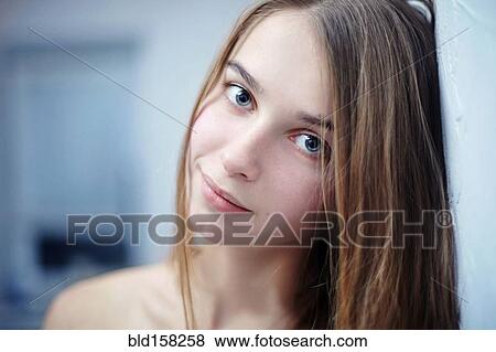 Close up of smiling Caucasian girl View Large Photo Image Stock Photo - Close up of smiling Caucasian girl. Fotosearch