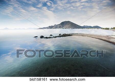 Cloudy blue sky reflecting in lake View Large Photo Image Stock Image - Cloudy blue sky reflecting in lake. Fotosearch