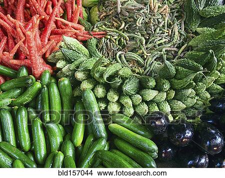 Picture - Fresh vegetables for sale in market. Fotosearch
