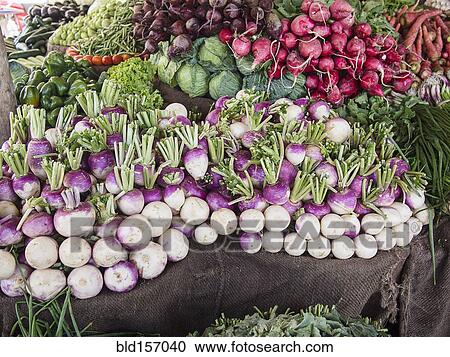 Stock Image - Fresh vegetables for sale in market. Fotosearch