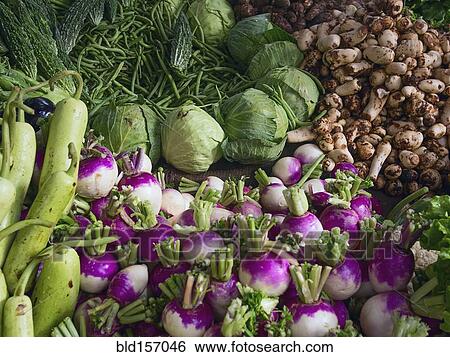 Stock Photograph - Fresh vegetables for sale in market. Fotosearch