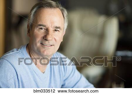 Stock Image - Close up of older Caucasian man smiling. Fotosearch