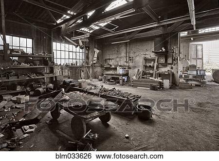 Empty dilapidated casting metalwork workshop View Large Photo Image Stock Photograph - Empty dilapidated casting metalwork workshop. Fotosearch