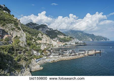 Aerial view of rocky Amalfi coastline, Salerno, Italy View Large Photo Image Stock Image - Aerial view of rocky Amalfi coastline, Salerno, Italy. Fotosearch
