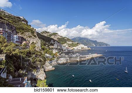 Aerial view of rocky Amalfi coastline, Salerno, Italy View Large Photo Image Stock Image - Aerial view of rocky Amalfi coastline, Salerno, Italy. Fotosearch