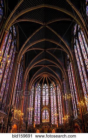 Arched roof of ornate St Chappelle cathedral, Paris, Ile-de-France, France View Large Photo Image Stock Image - Arched roof of ornate St Chappelle cathedral, Paris, Ile-de-France, France. Fotosearch