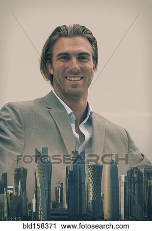 Caucasian businessman over Doha cityscape, Qatar, Qatar View Large Photo Image Stock Image - Caucasian businessman over Doha cityscape, Qatar, Qatar. Fotosearch